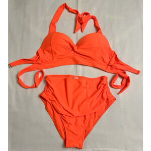 Tempt Me Women Swimsuit 2 Piece Neon Orange New